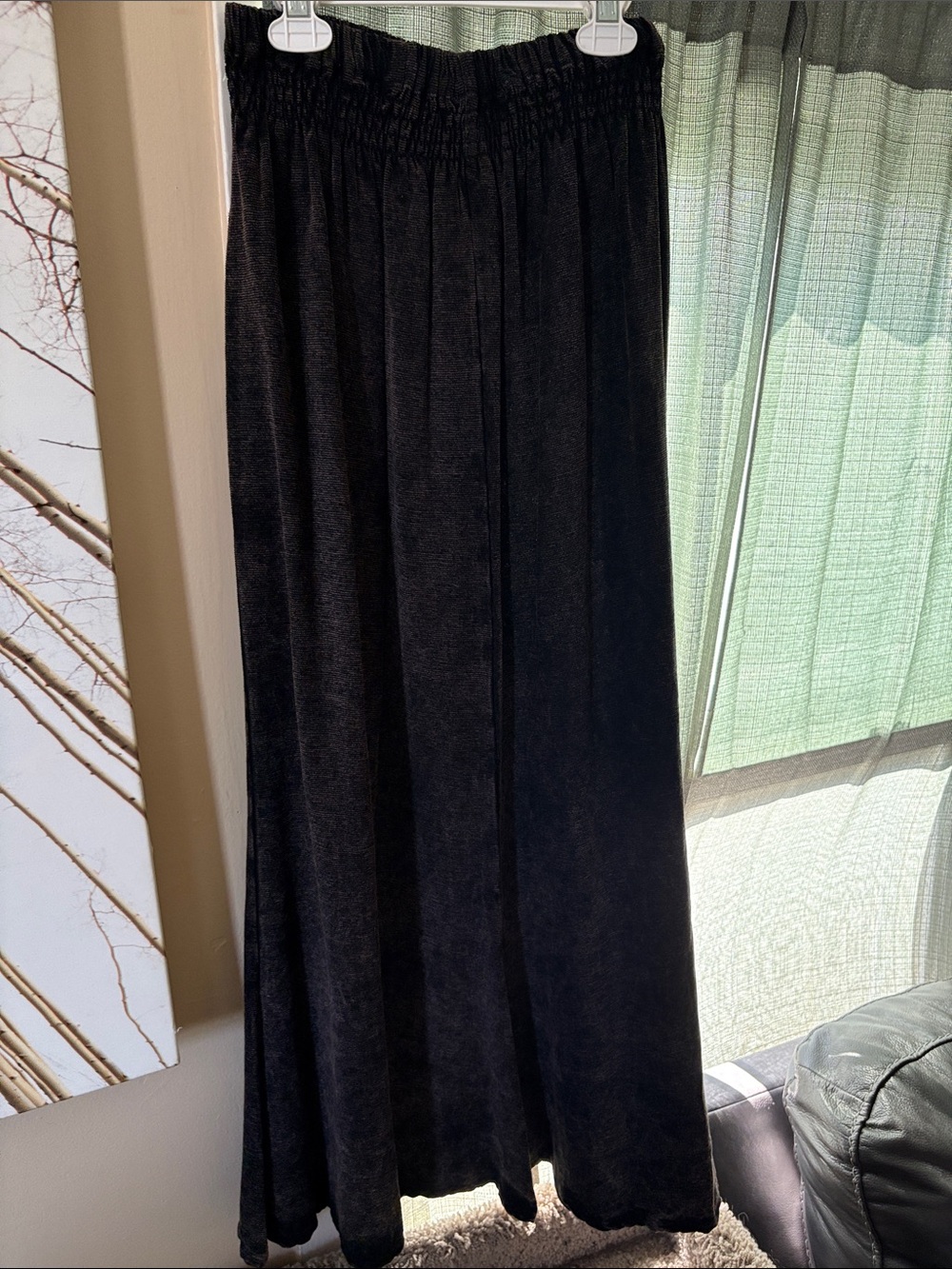 Brown Maxi Skirt with Elastic Waist
